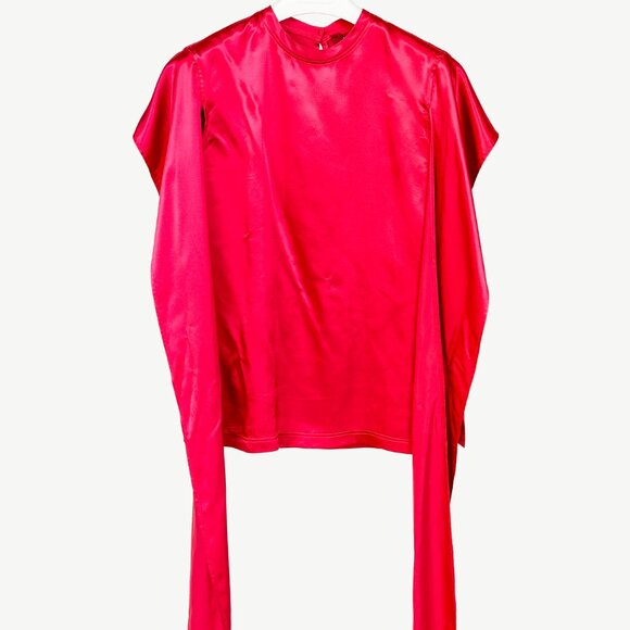 Sies Marjan Tops - Sies Marjan Pink Viscose-Satin Open-Sleeve Blouse